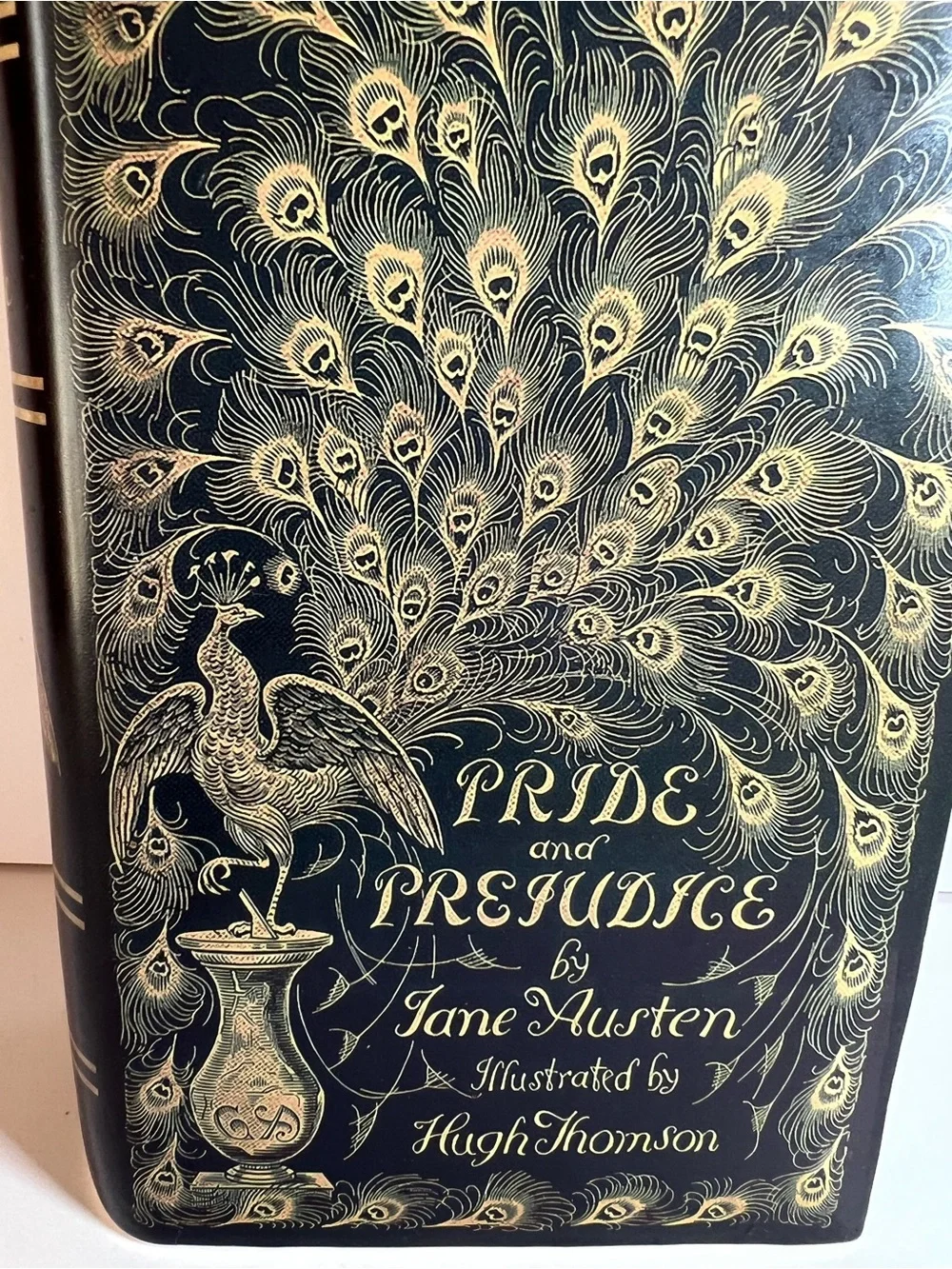 Pride and Prejudice Book Ceramic Vase in Black & Gold Peacock Image Jane Austen